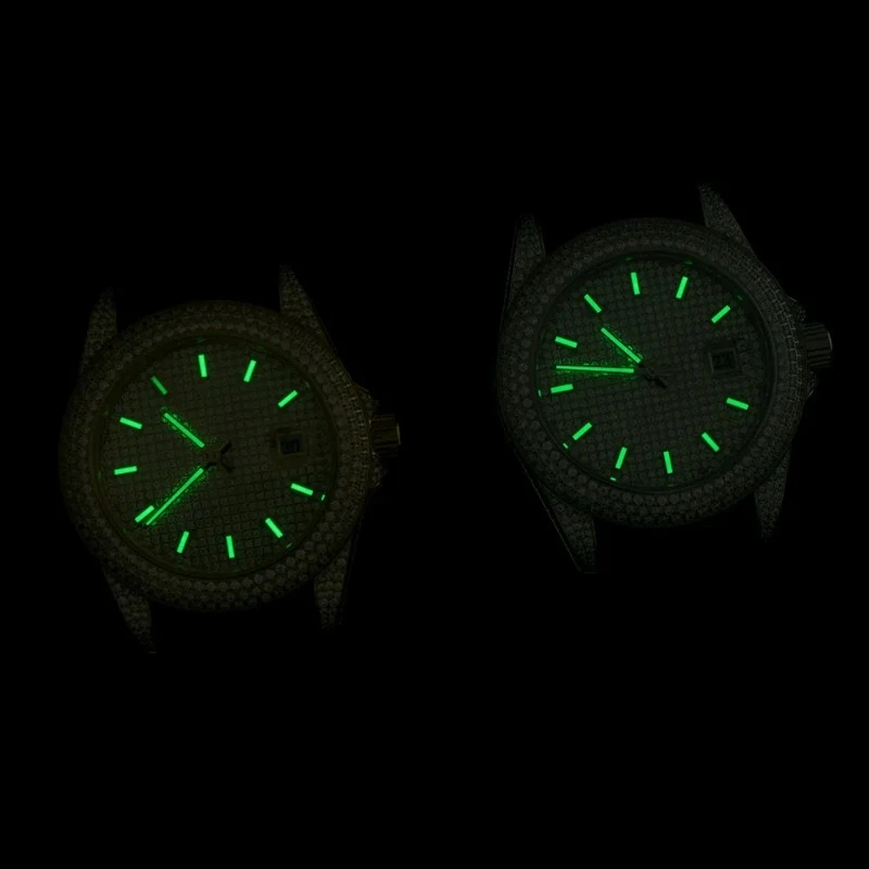 Moissanite Mechanical Men's Watch With Silicone Strap