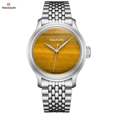 Prírodné mechanické hodinky Tiger Eye Stone pre mužov OEM prispôsobené