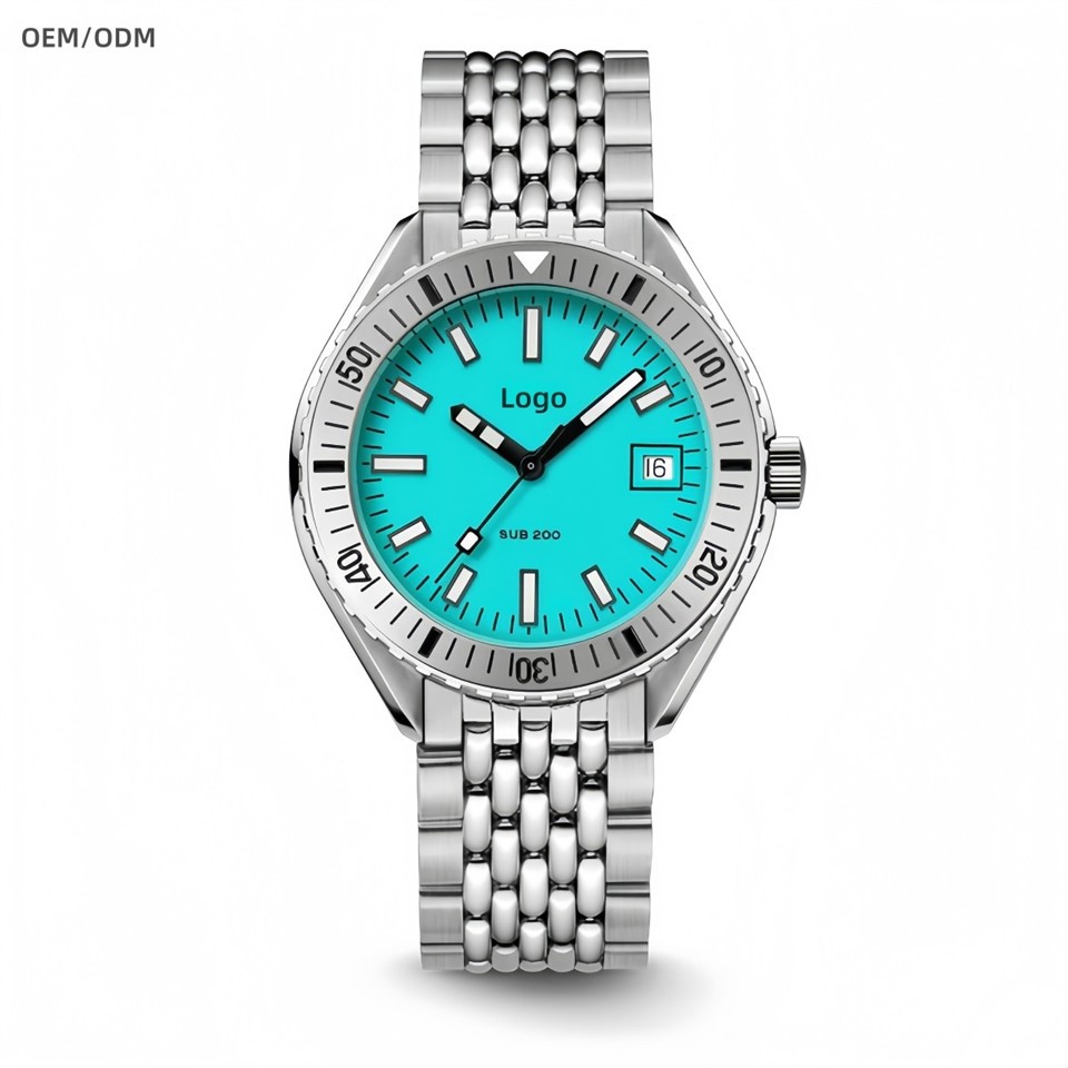 Pánske potápačské hodinky Tiffany Blue Dial na mieru so švajčiarskym strojčekom SW200-1