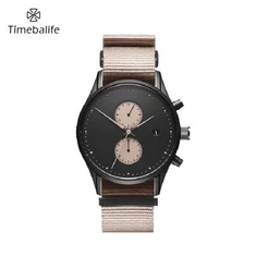 Pánska nylonová pásiková hodinka s rámom z nehrdzavejúcej ocele