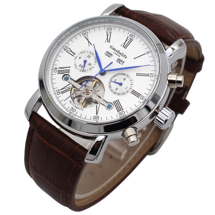 Hot Selling Mechanical Japanese Movement Genuine Leather Strap Wrist Watch For Men